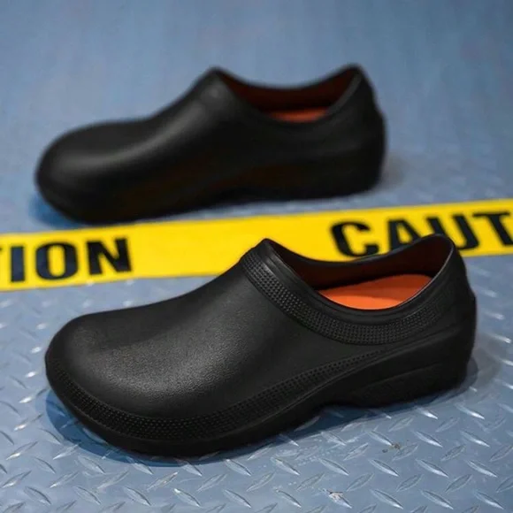 Men’s Chef Work Shoes | Non-Slip Waterproof Clogs Black - Picture 7 of 7